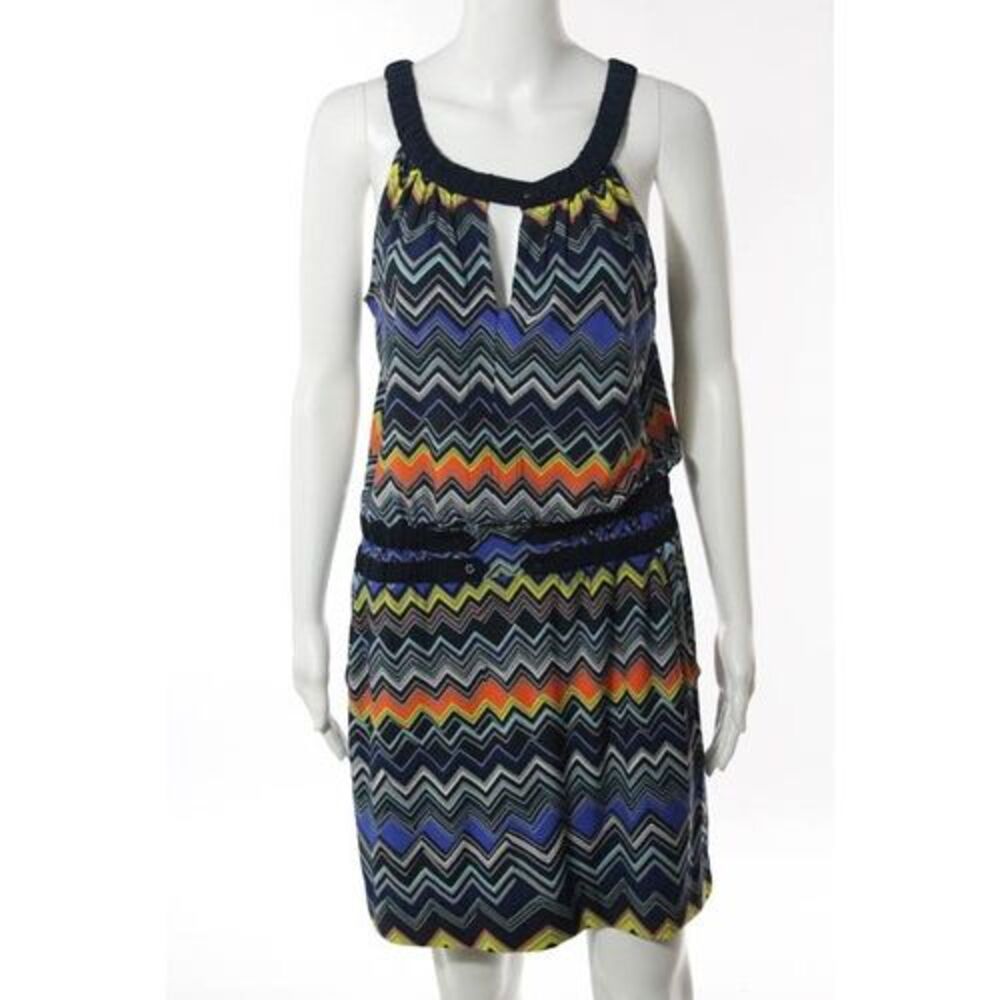 BCBG MAXAZRIA Multicolored Sleeveless Knee Length Keyhole Spandex Dress Sz M